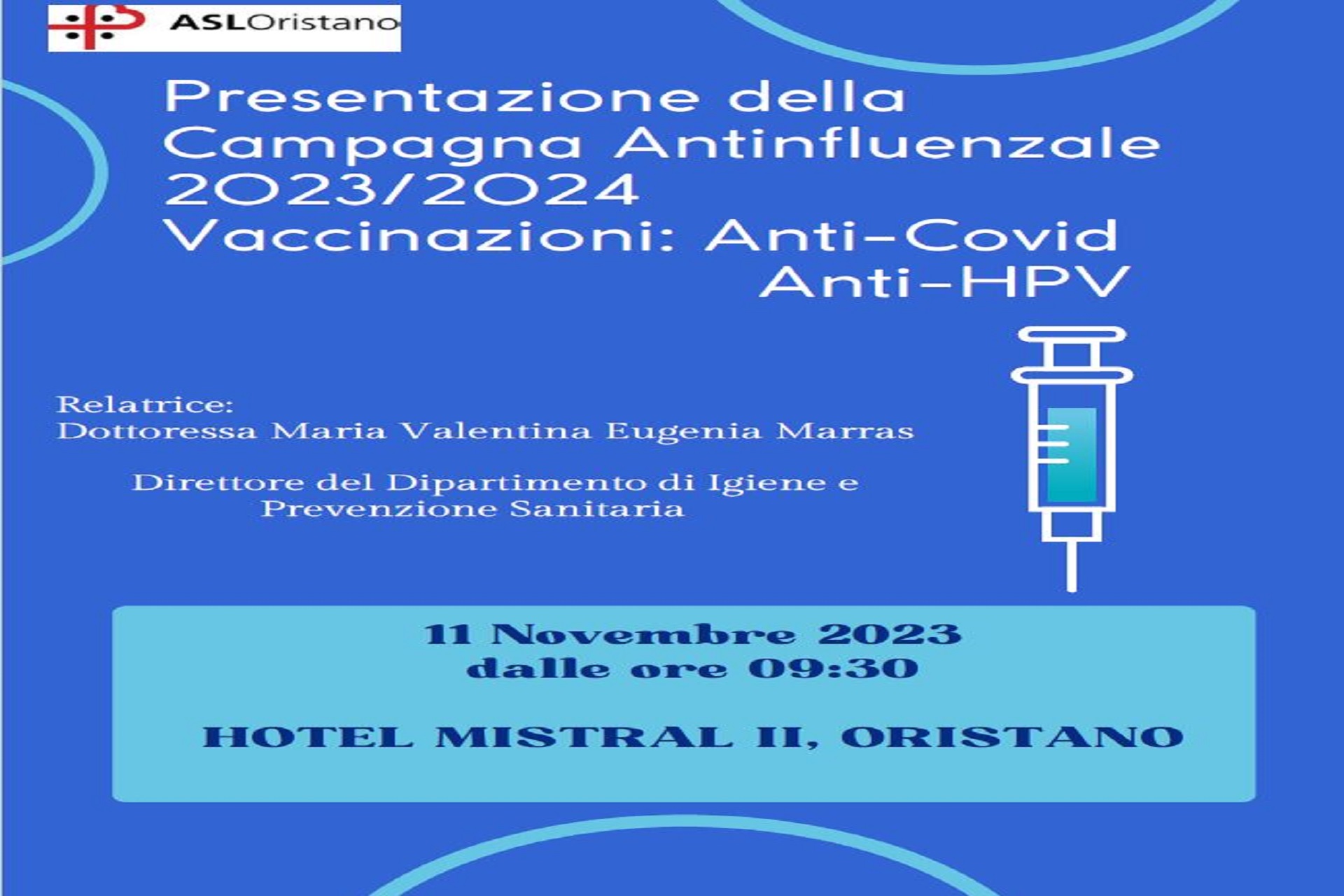 Domani 11 novembre il convegno sulla nuova campagna vaccinale