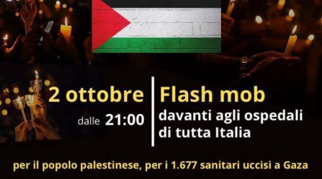 Luci sulla Palestina: flash mob davanti agli ospedali