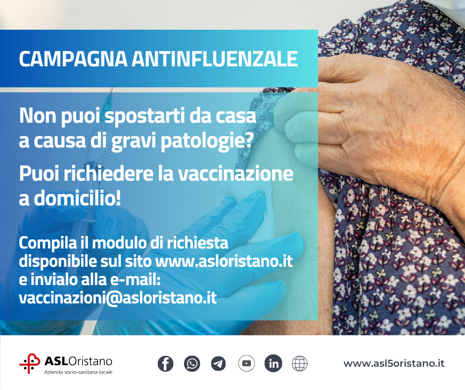 Campagna antinfluenzale 2025/26:  via e-mail la richiesta di vaccinazione a domicilio
