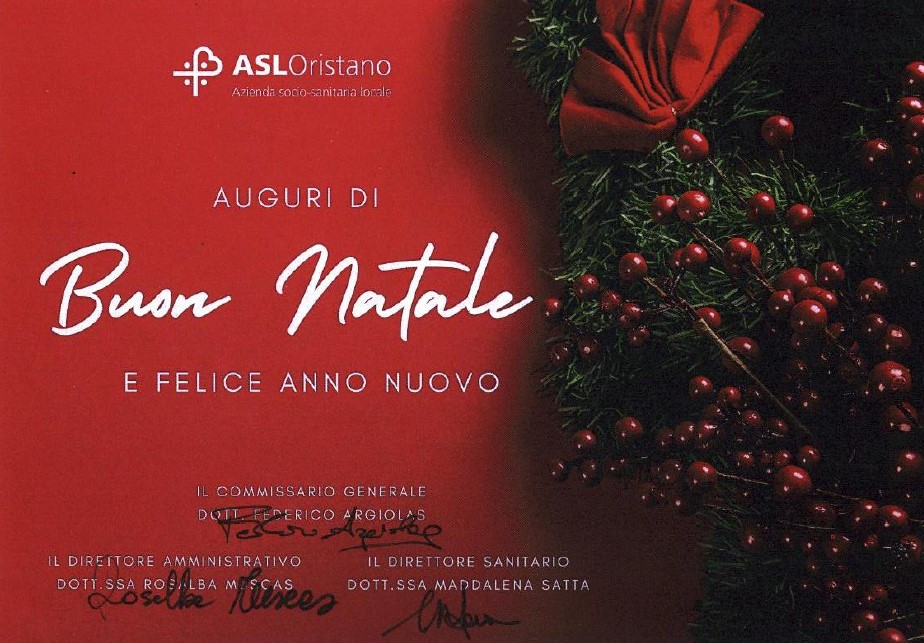 Gli Auguri della Asl 5: “A tutti i dipendenti, i malati e i cittadini dell’oristanese”