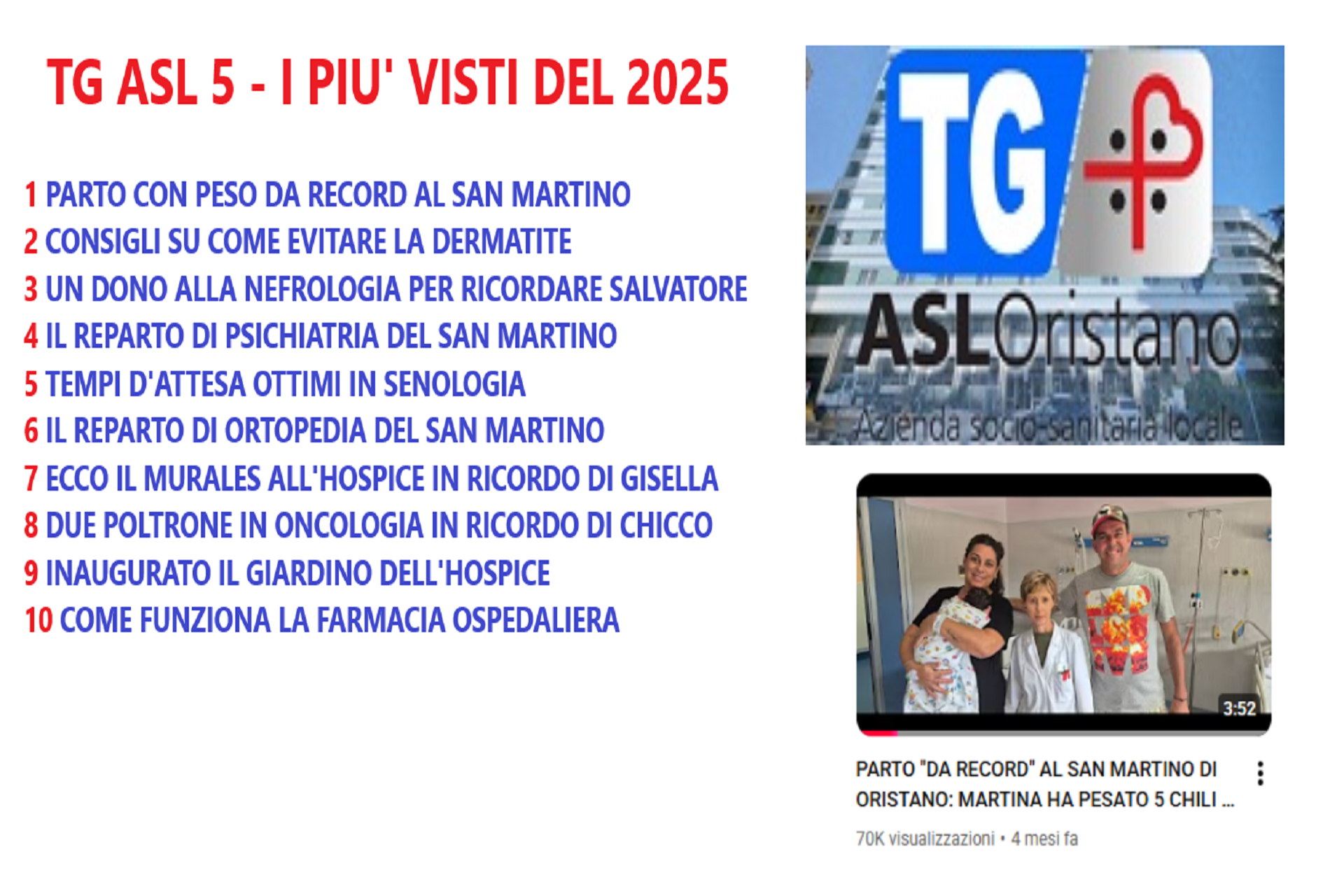 2025, un anno di notizie con il TG ASL 5: “Ecco i servizi più visti”