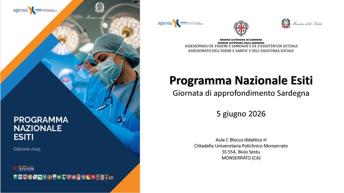 Sanità, il 5 giugno a Monserrato la giornata di approfondimento sul Programma Nazionale Esiti
