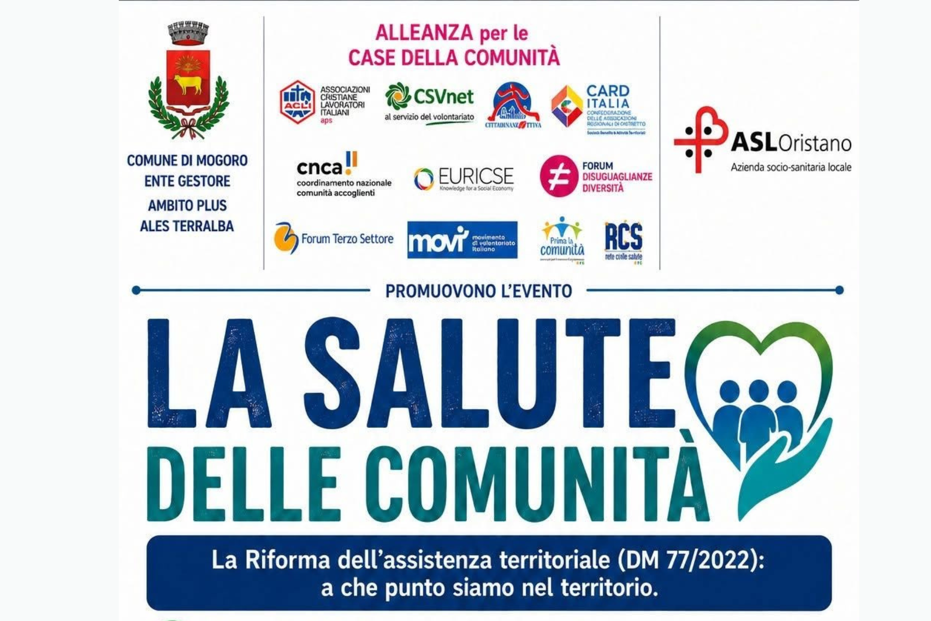 Mogoro, convegno sulle Case della Comunità: Asl, Comune e Terzo settore insieme per la nuova sanità territoriale