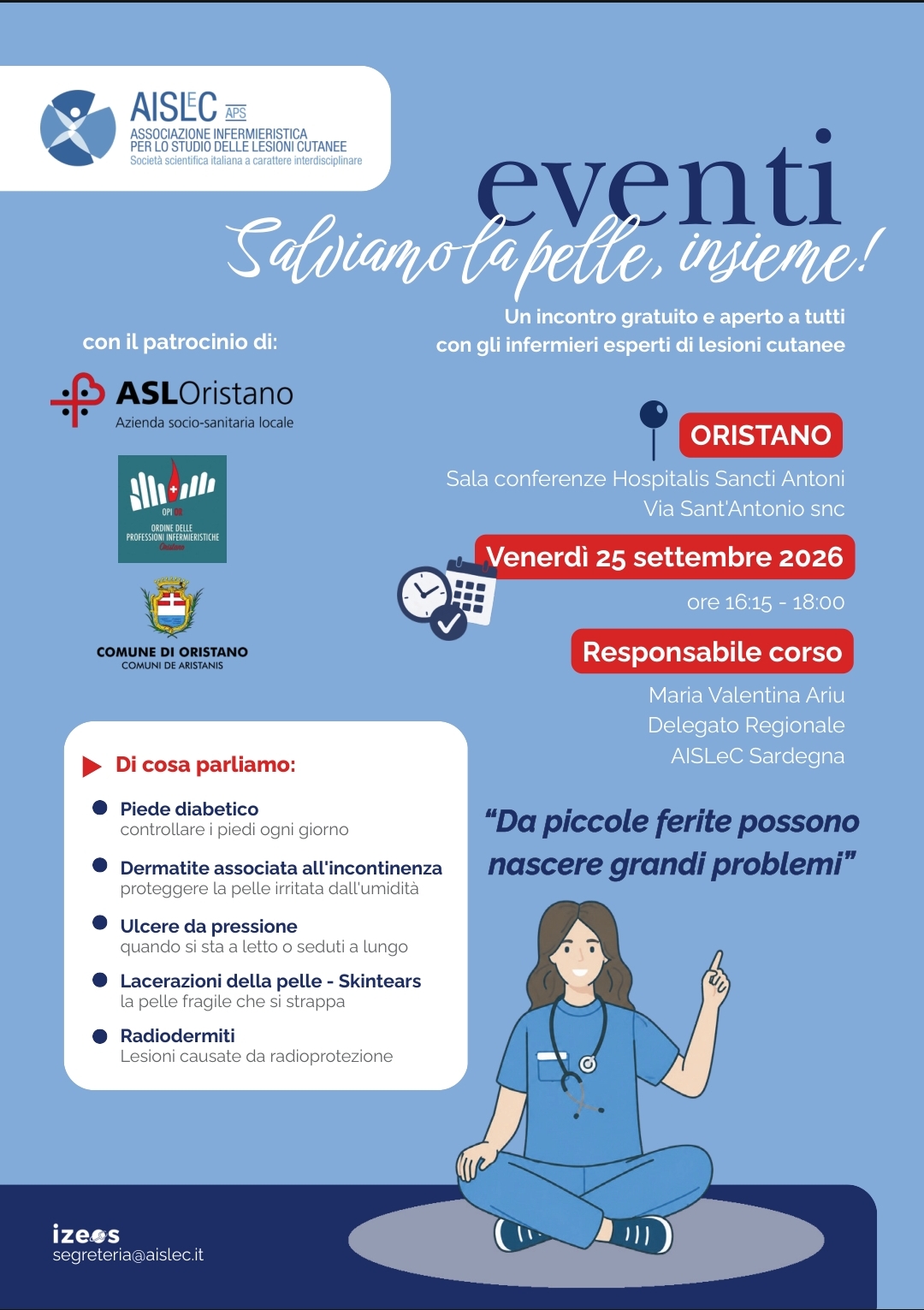 “Salviamo la pelle, insieme!”: incontro con gli infermieri esperti di lesioni cutanee